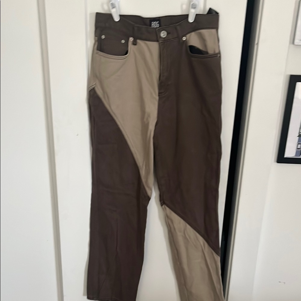 Urban Outfitters Brown and Tan Chinos with Geometric Design